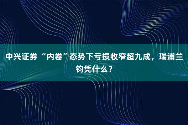中兴证券 “内卷”态势下亏损收窄超九成，瑞浦兰钧凭什么？
