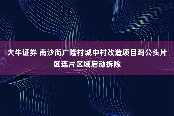 大牛证券 南沙街广隆村城中村改造项目鸡公头片区连片区域启动拆除