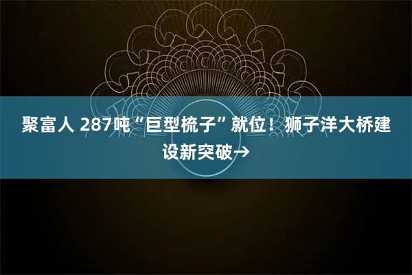 聚富人 287吨“巨型梳子”就位！狮子洋大桥建设新突破→