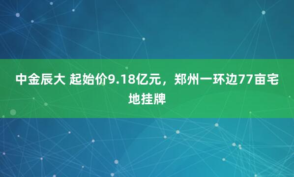 中金辰大 起始价9.18亿元，郑州一环边77亩宅地挂牌