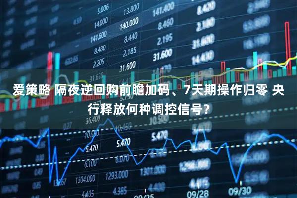 爱策略 隔夜逆回购前瞻加码、7天期操作归零 央行释放何种调控信号？